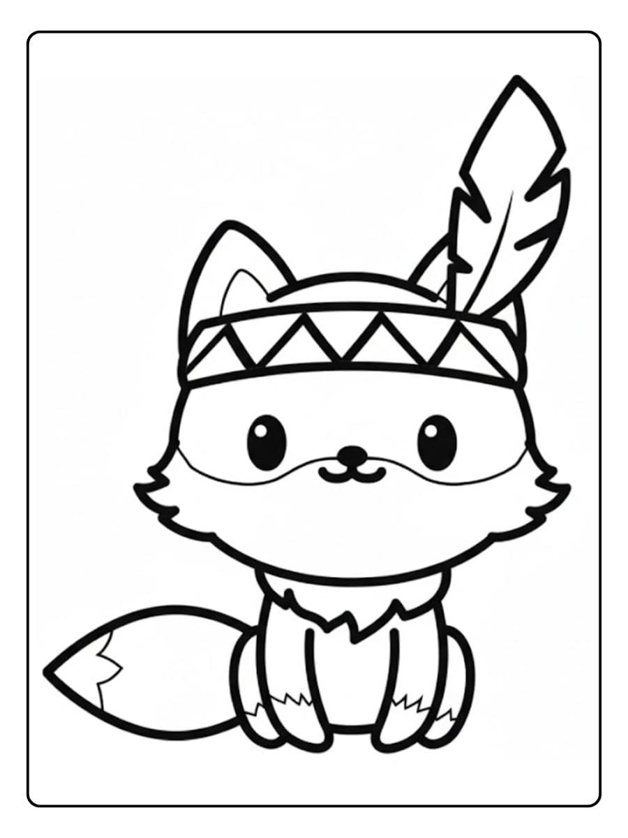 Coloriage renard kawaii facile et mignon