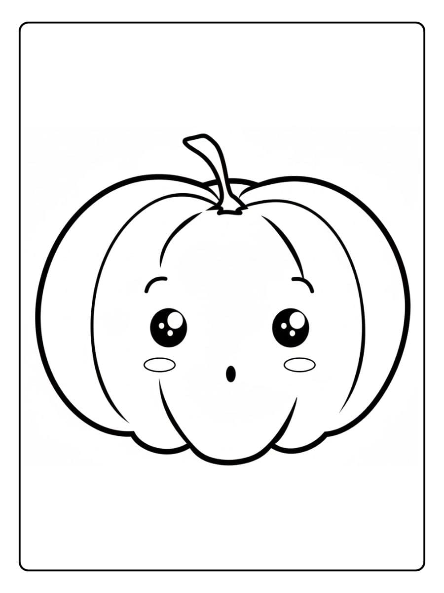 Coloriage surprenant de citrouille kawaii Citrouille Kawaii