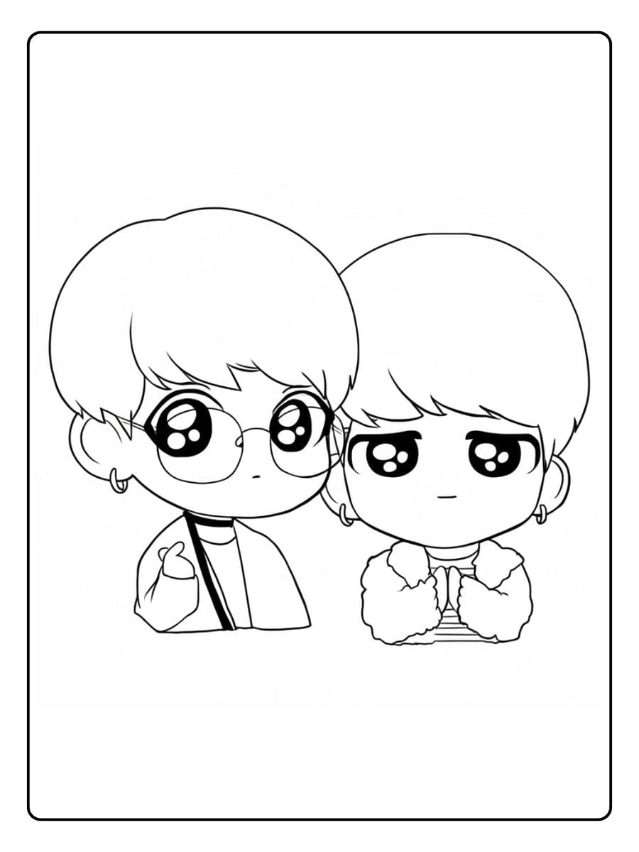 Coloring Page BTS Kawaii Chibi Fan Art