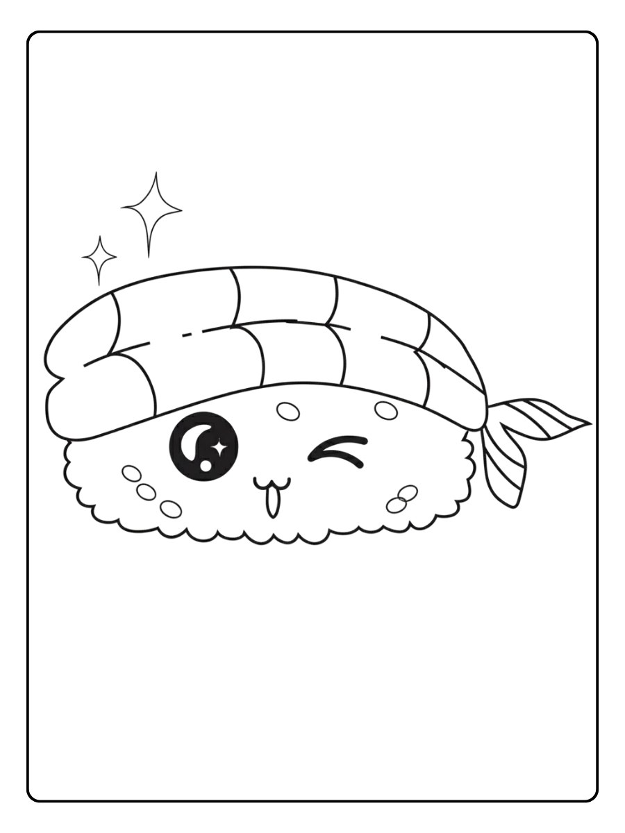 Crevette Kawaii Coloriage Nourriture Japonaise