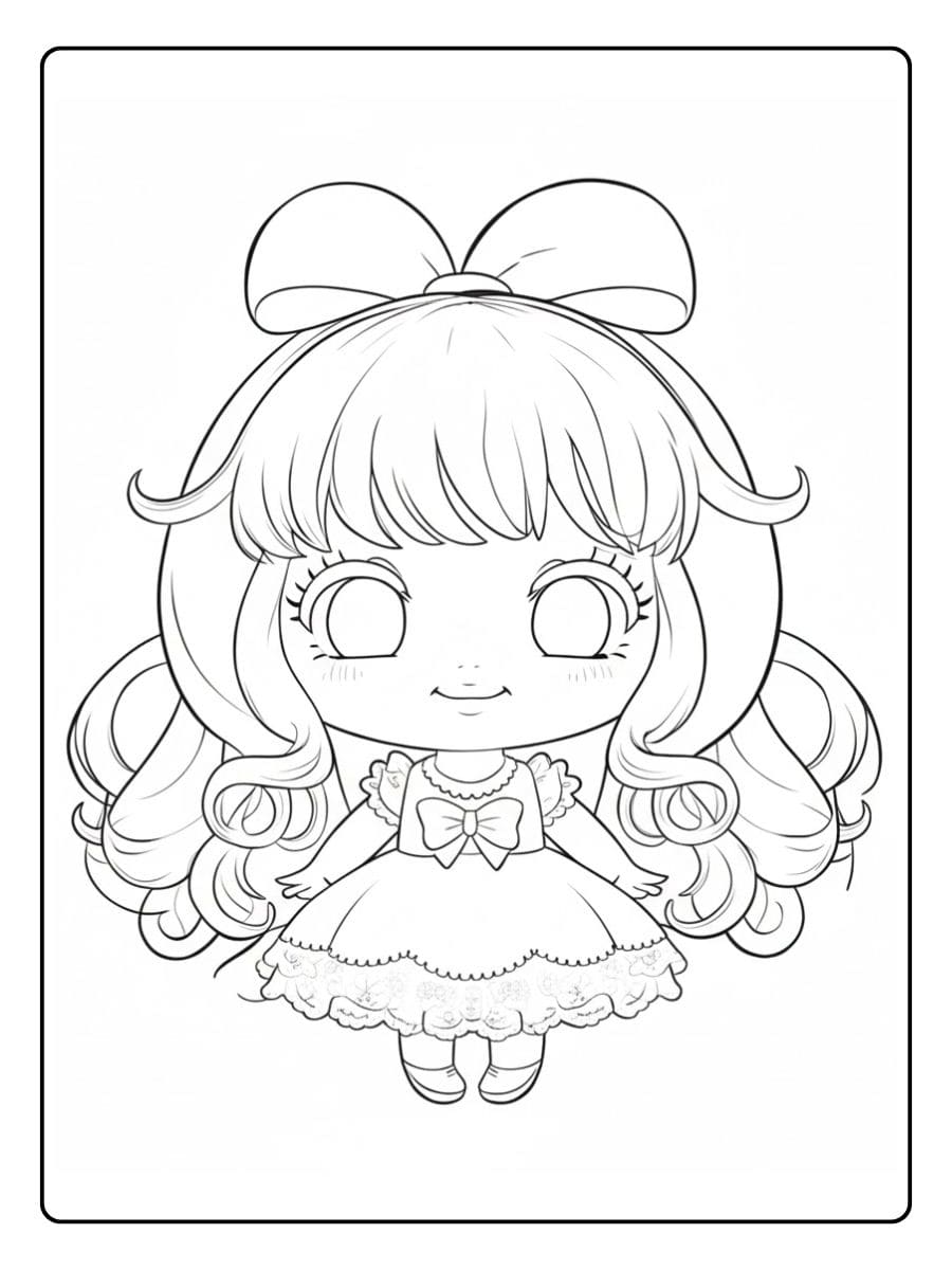 Cute Chibi Doll Outline Coloriage Poupee Kawaii