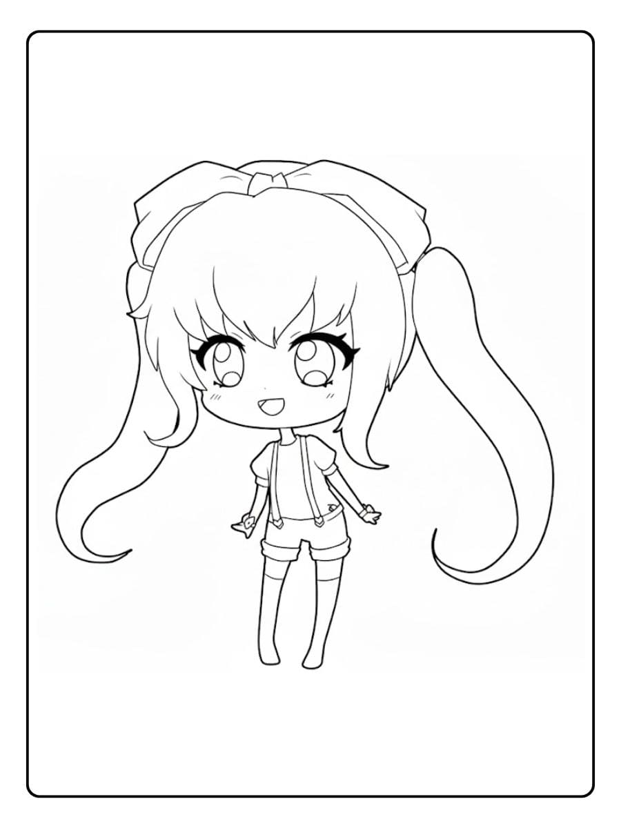 Cute Kawaii Doll Coloriage Outline