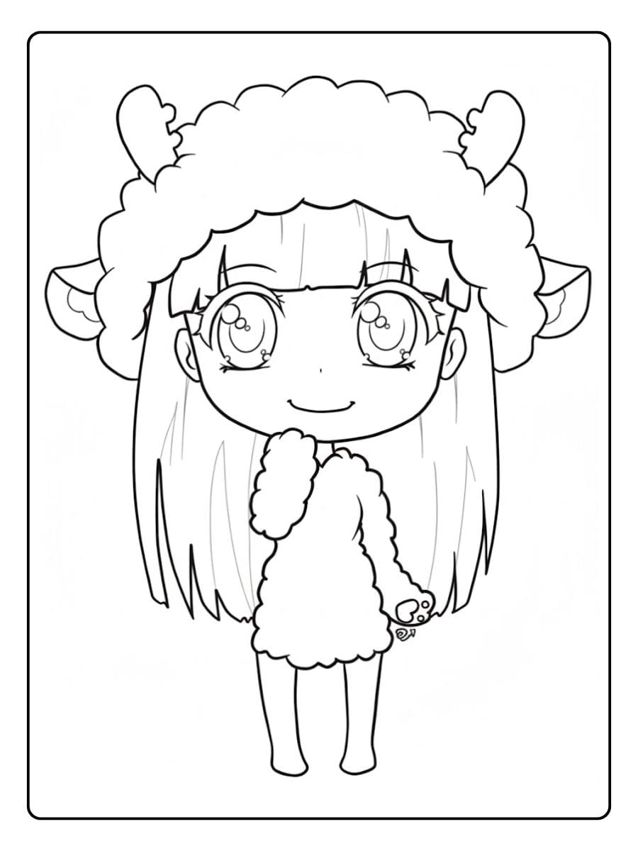 Cute Monster Girl Outline  Coloriage Poupee Kawaii