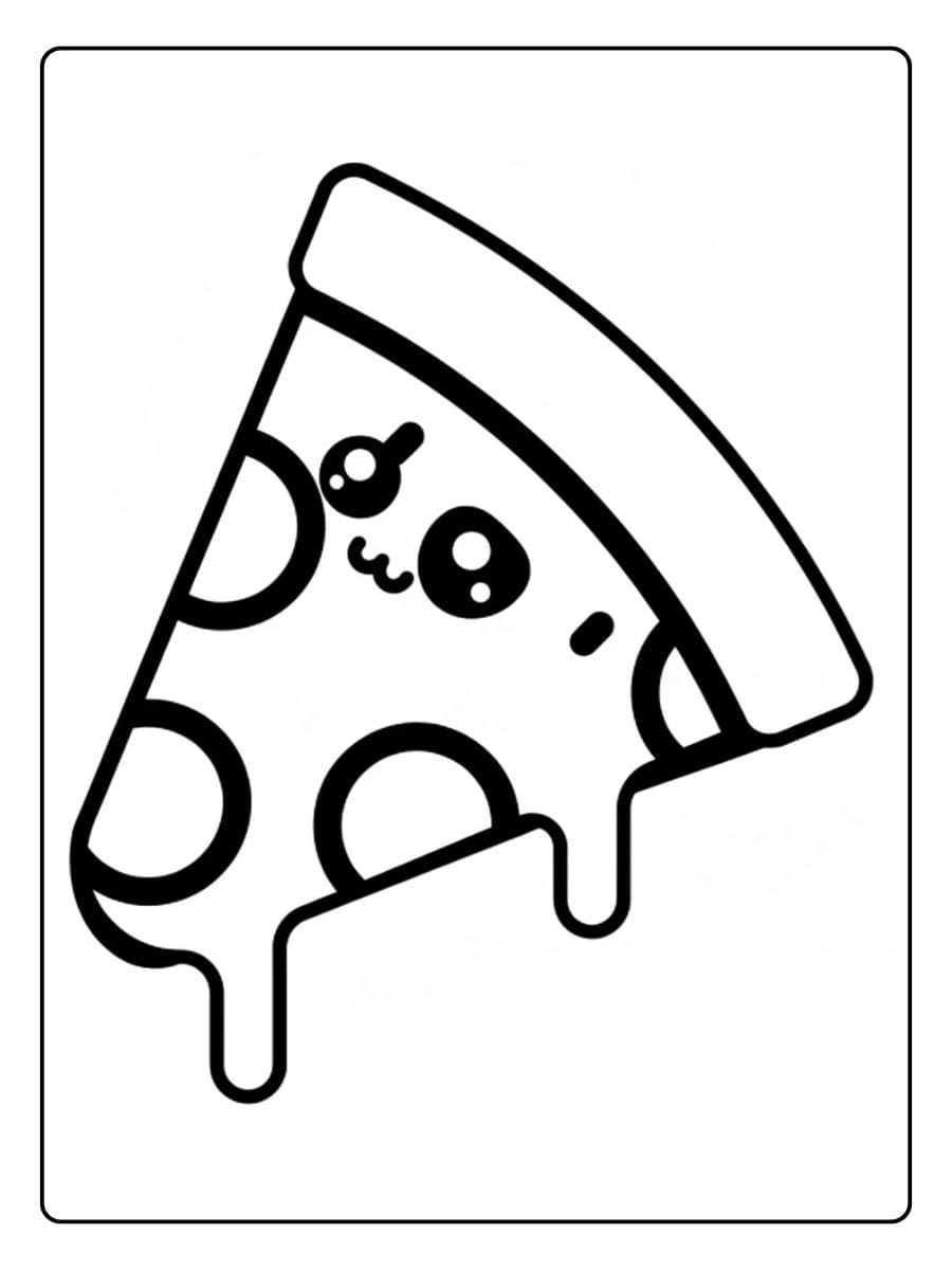 Cute Pizza Slice Coloriage Kawaii