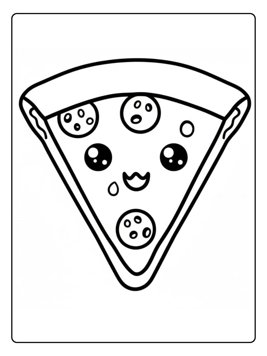Cute Pizza Slice Outline  Coloriage Pizza Kawaii 2