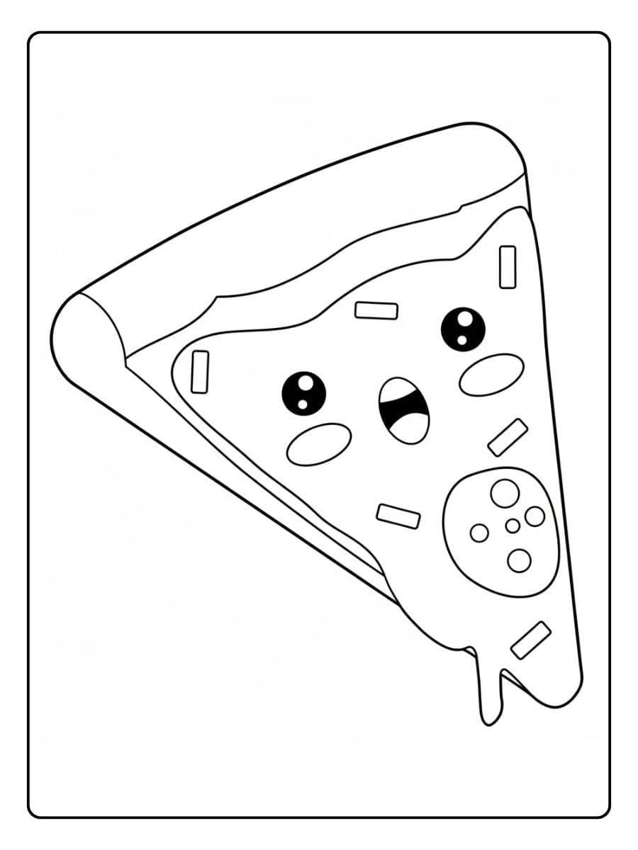 Cute Pizza Slice Outline  Coloriage Pizza Kawaii