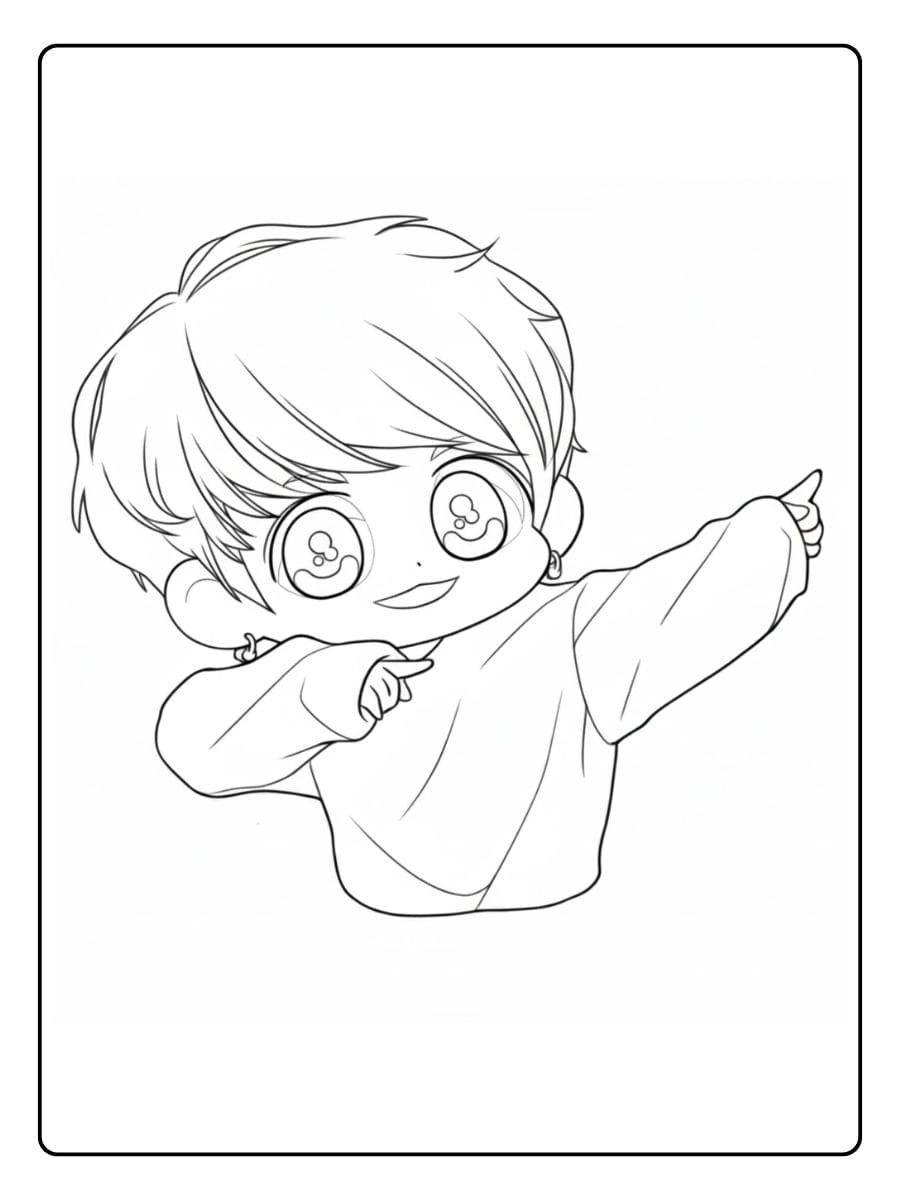 Dabbing Chibi Boy Coloriage BTS Kawaii