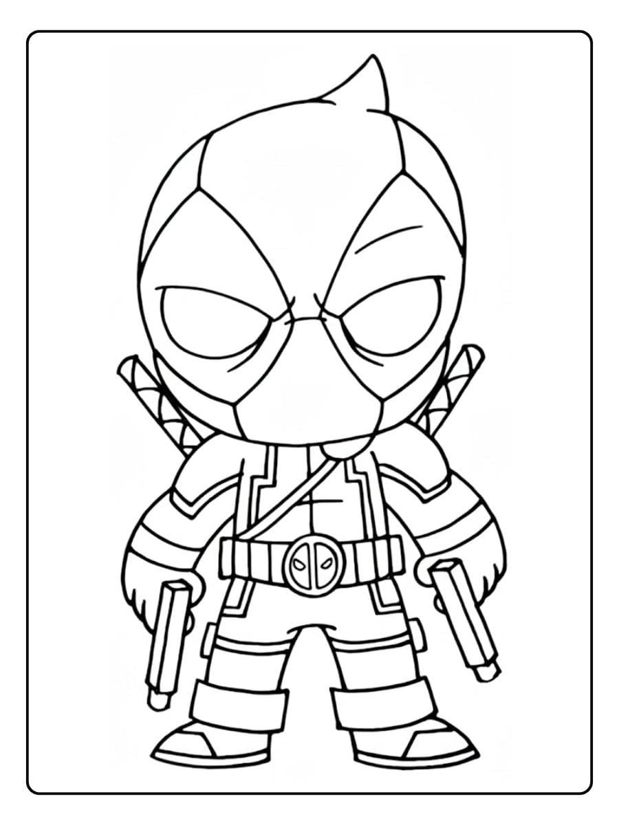 Deadpool Chibi Armé Coloriage Deadpool Kawaii