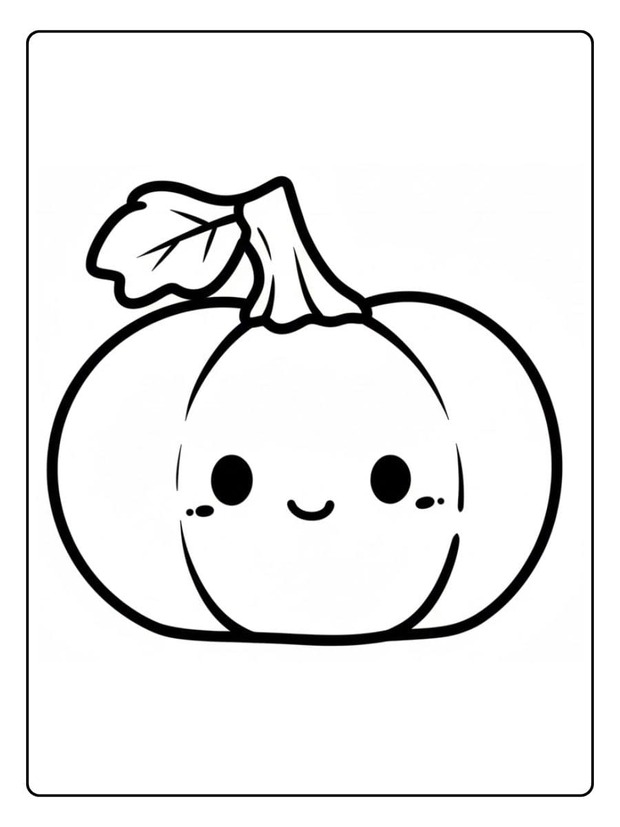 Dessin à colorier simple de citrouille kawaii