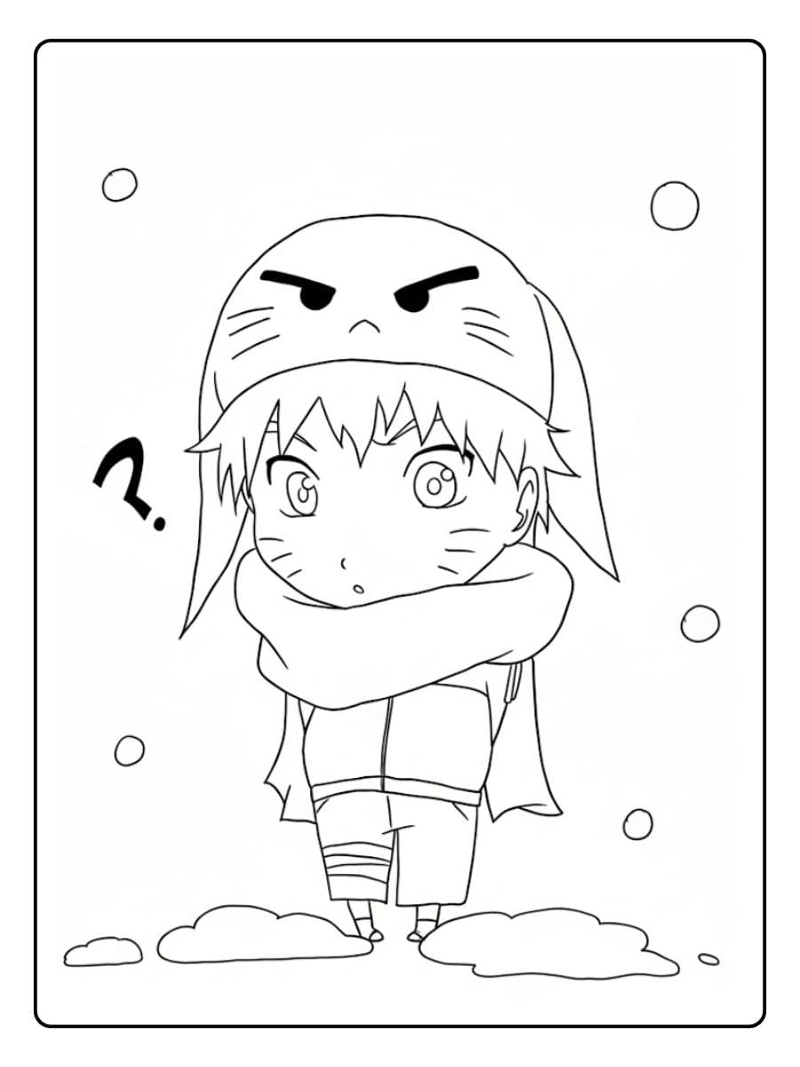 Dessin au trait simple et kawaii de Naruto chibi à colorier