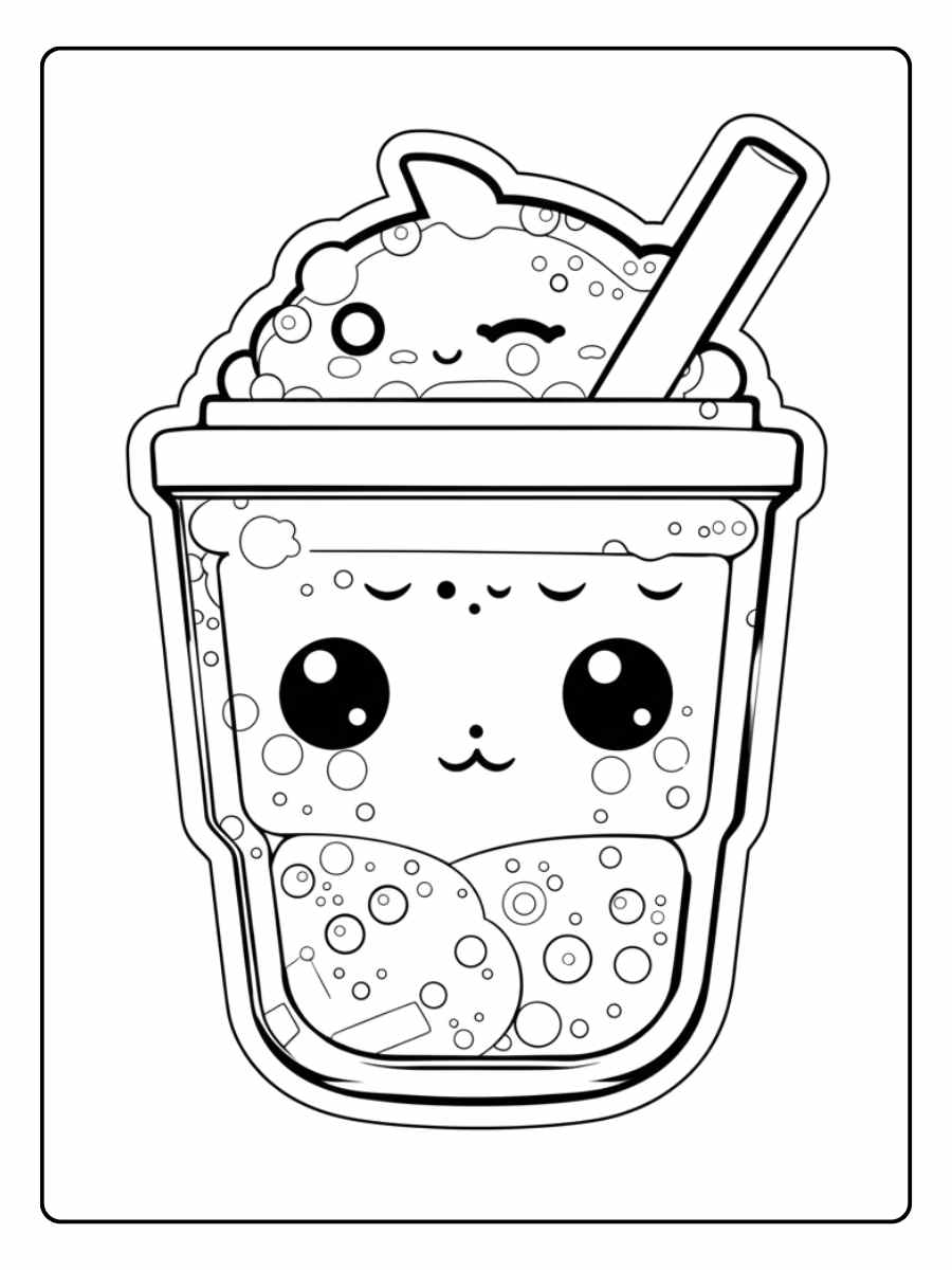 Douceur Coloriage Bubble Tea Kawaii