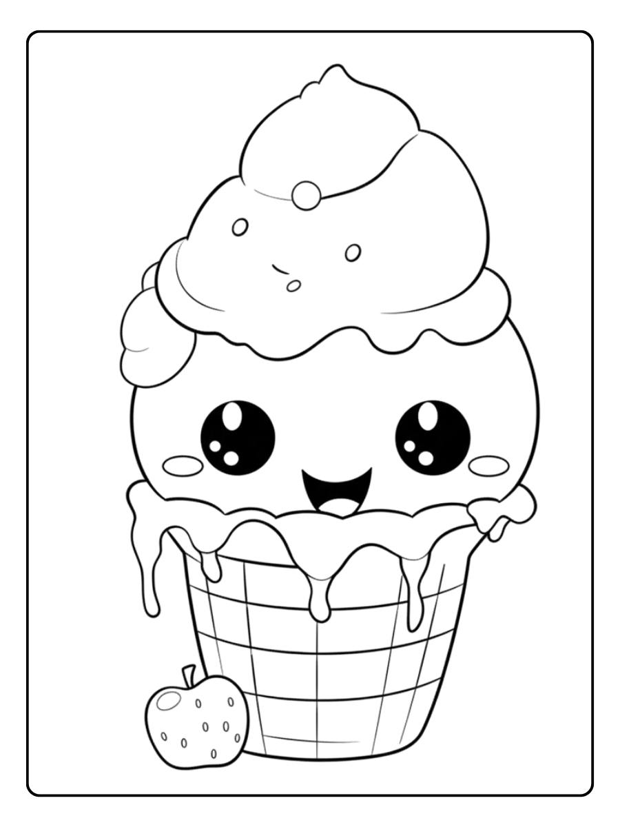 Douceur Fruitée Coloriage Glace Kawaii