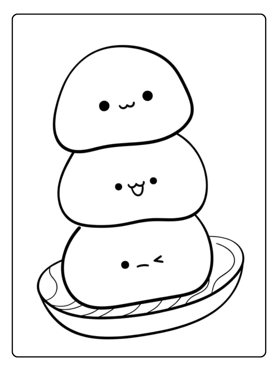Douceurs Mochi Coloriage Kawaii Nourriture Japonaise