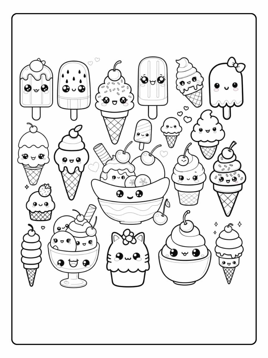 Festival de Glace Coloriage Kawaii
