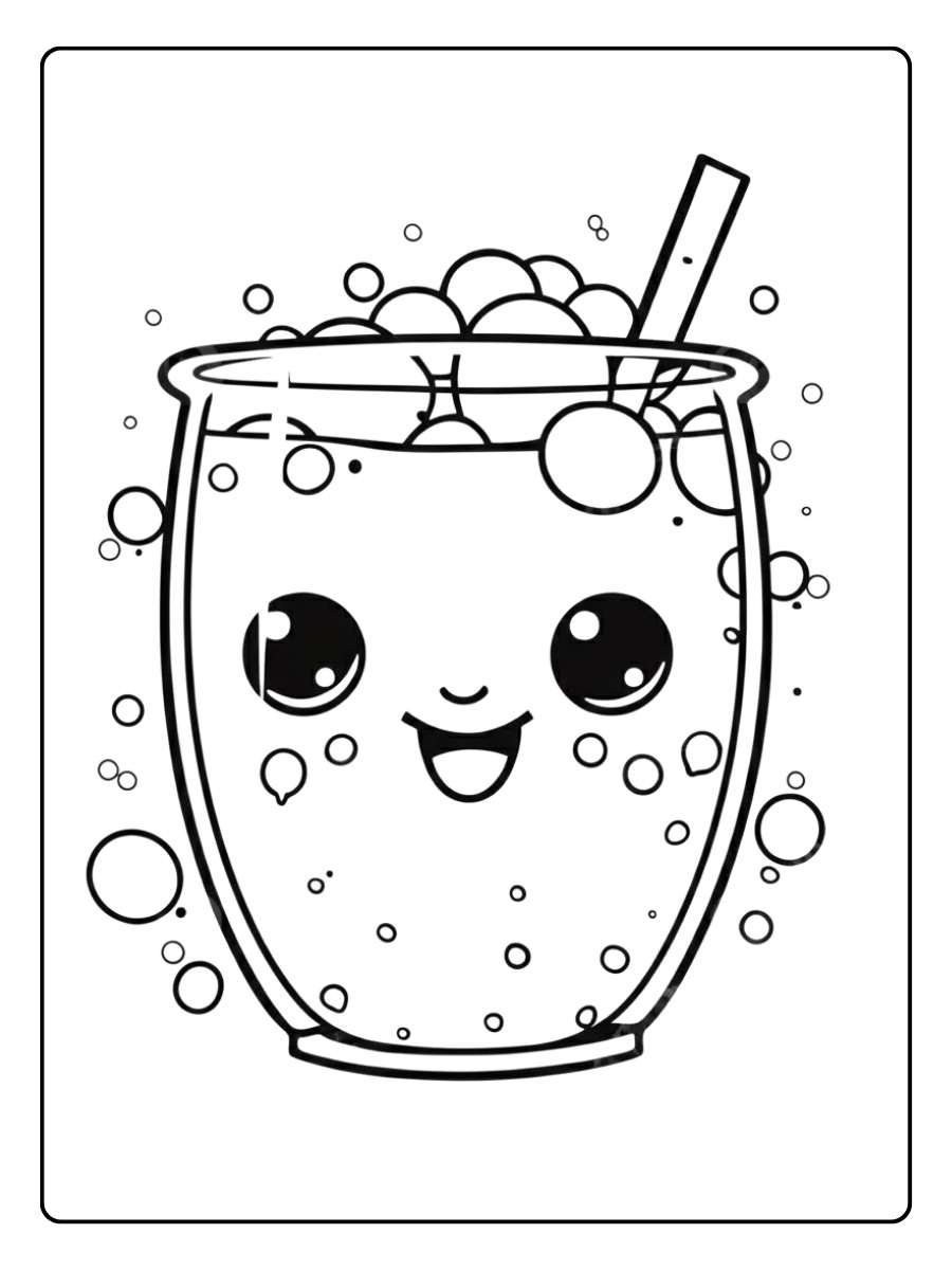 Gourmandises Kawaii Coloriage Bubble Tea