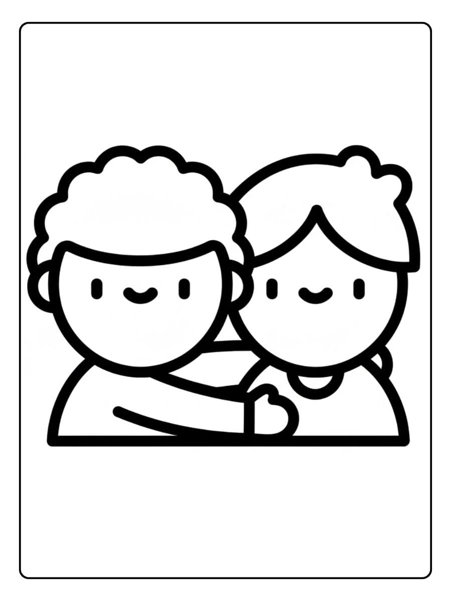 Icone Deux Meilleurs Amis Kawaii à Colorier Coloriage BFF Kawaii