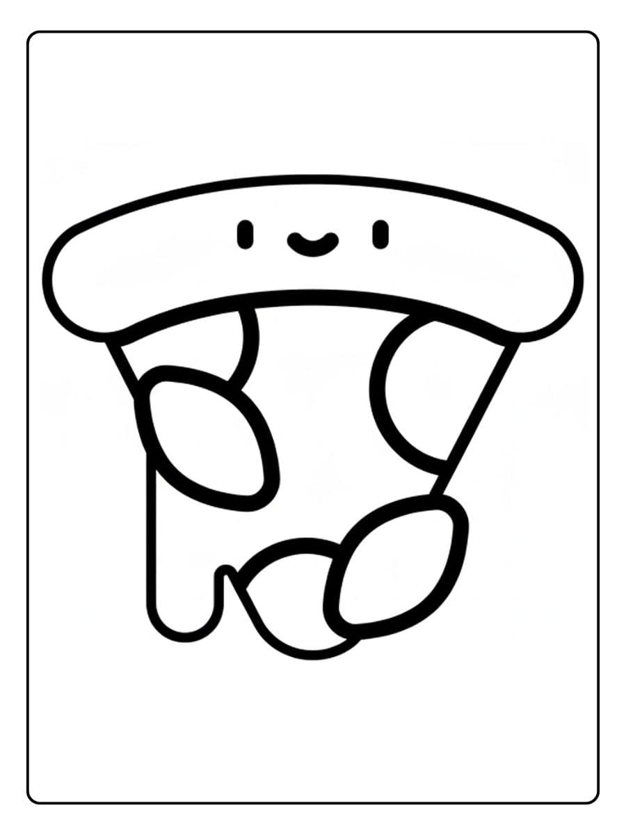 Kawaii Pizza Slice Coloriage with Crust
