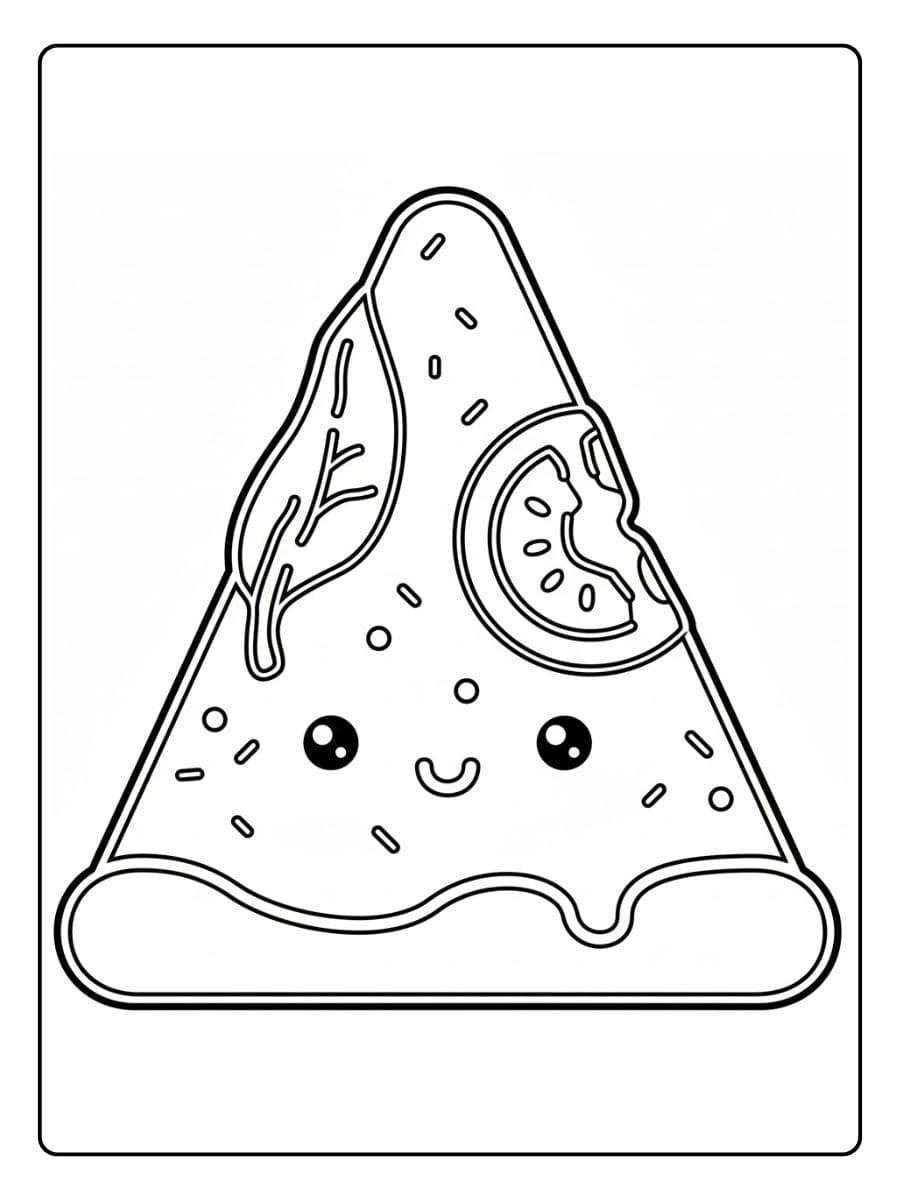 Coloriage Tranche De Pizza Kawaii