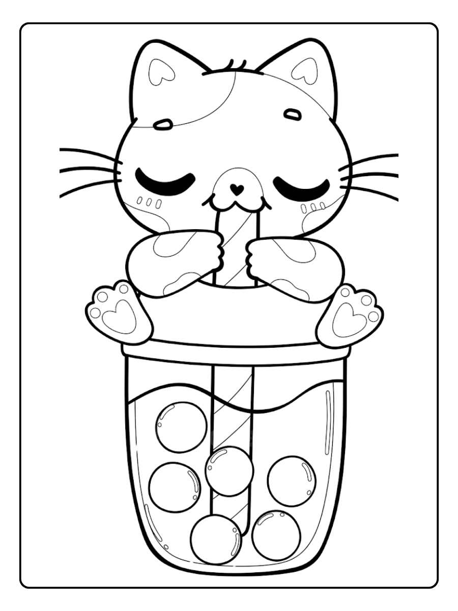 L'Heure du Coloriage Bubble Tea Kawaii