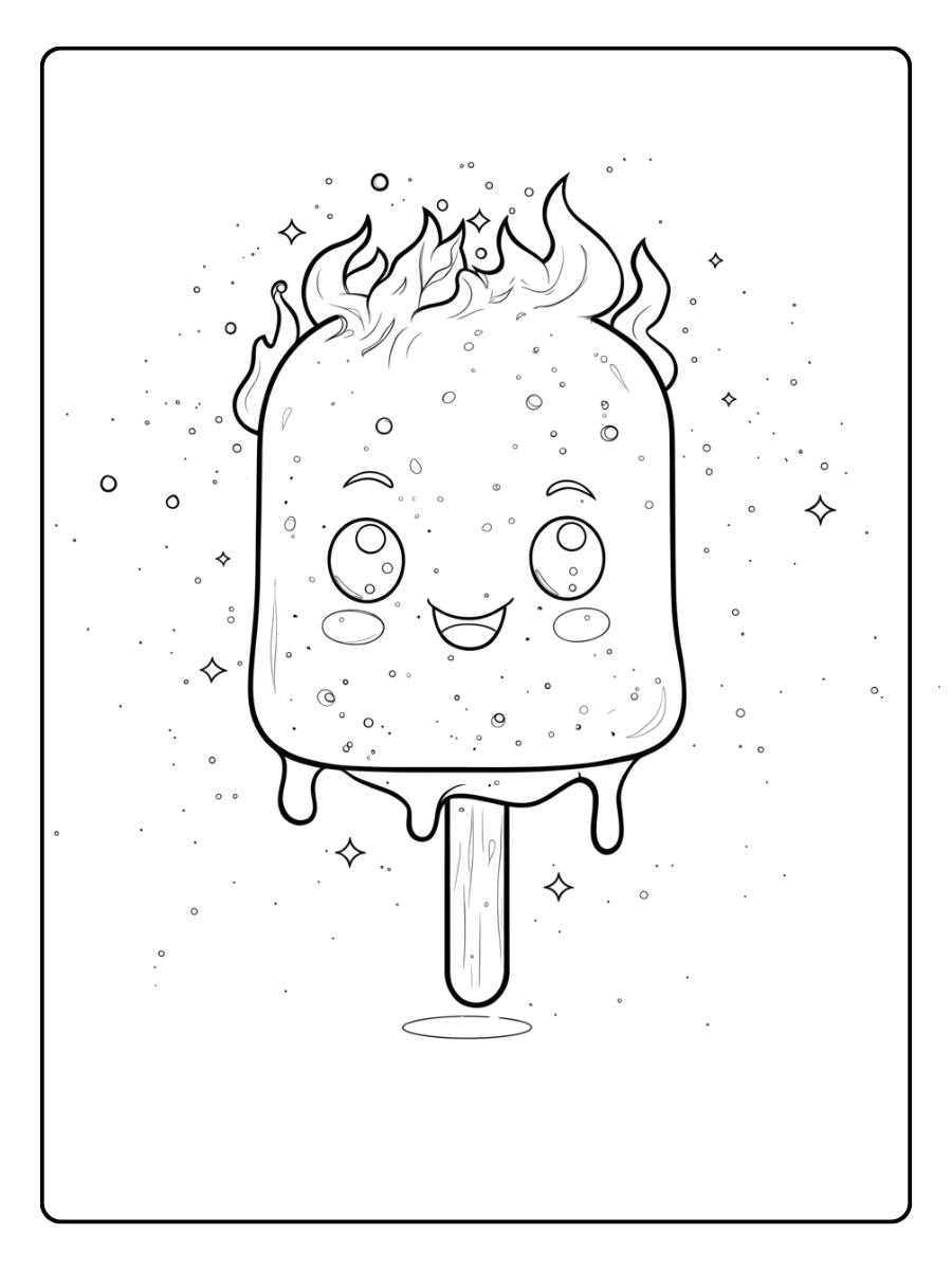 La Glace Enflammée Coloriage Glace Kawaii
