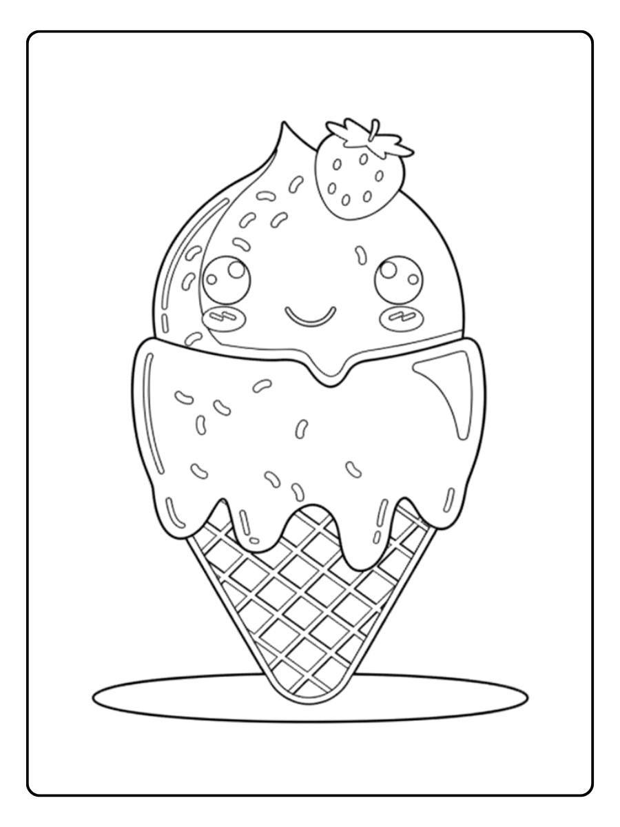 La Glace Gourmande Coloriage Glace Kawaii
