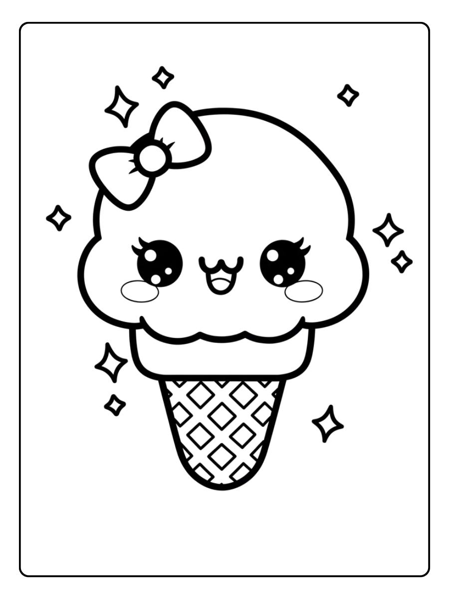 La Glace à Nœud Coloriage Glace Kawaii
