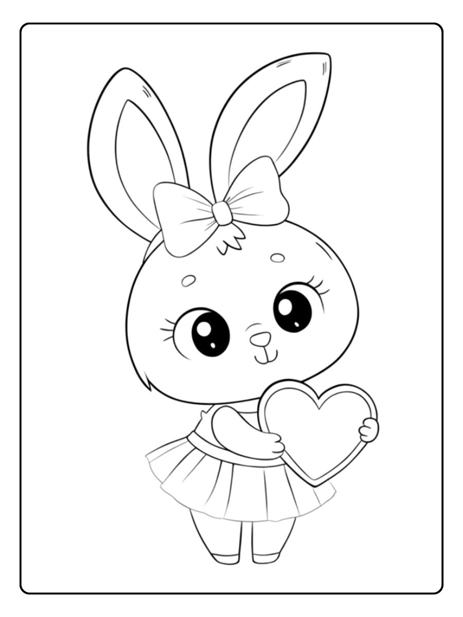Lapin Amoureux Coloriage Kawaii