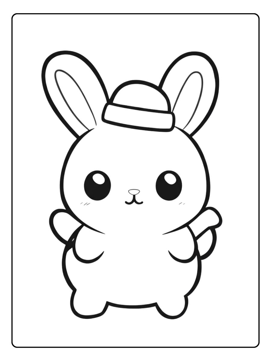 Lapin Chapeauté Coloriage Lapin Kawaii
