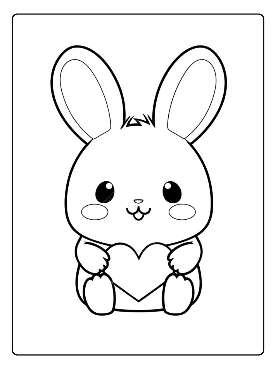Lapin Cœur Coloriage Lapin Kawaii