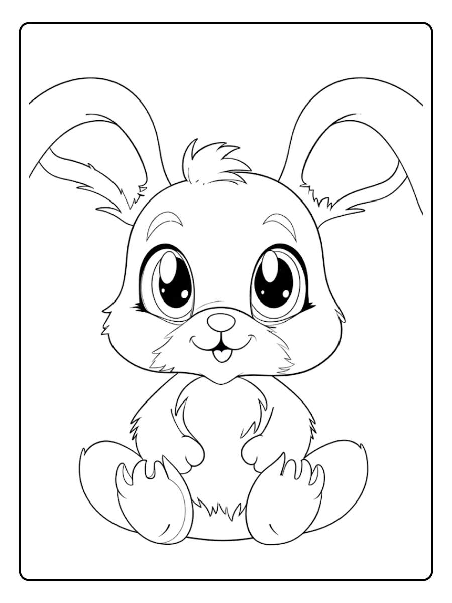 Lapin Tout Doux Coloriage Lapin Kawaii