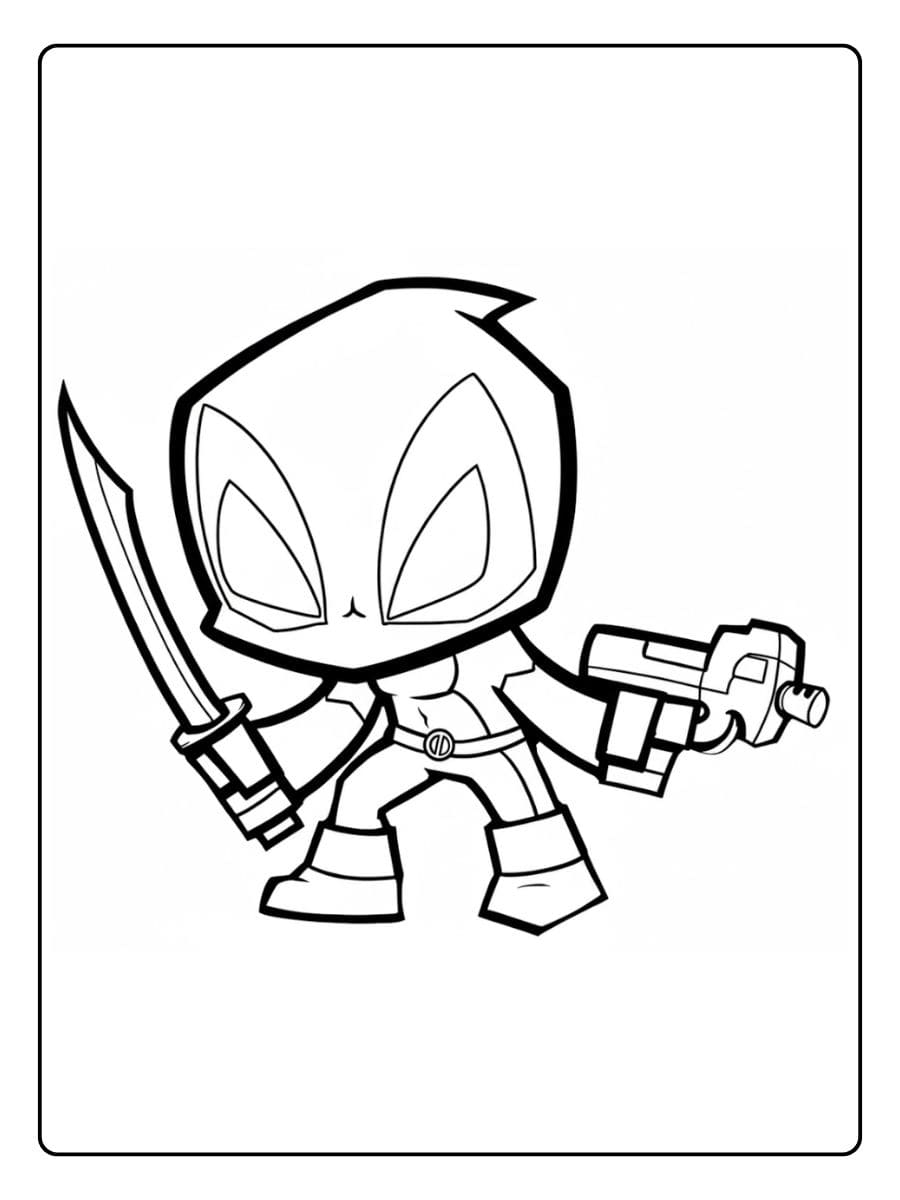 Le Coloriage Deadpool Kawaii Mignon L'Art du Fan