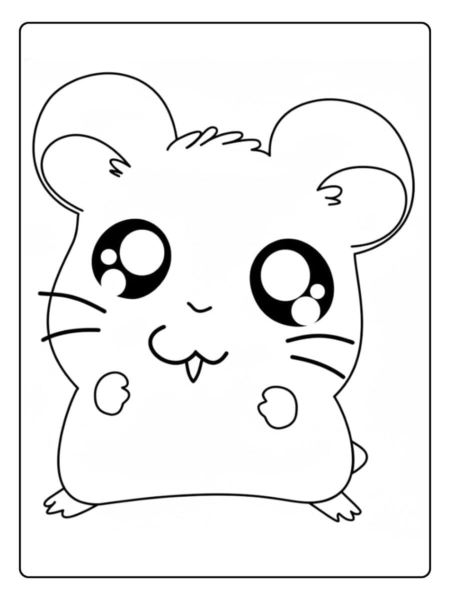 Le Coloriage Hamster Kawaii Mignon Contour Simple