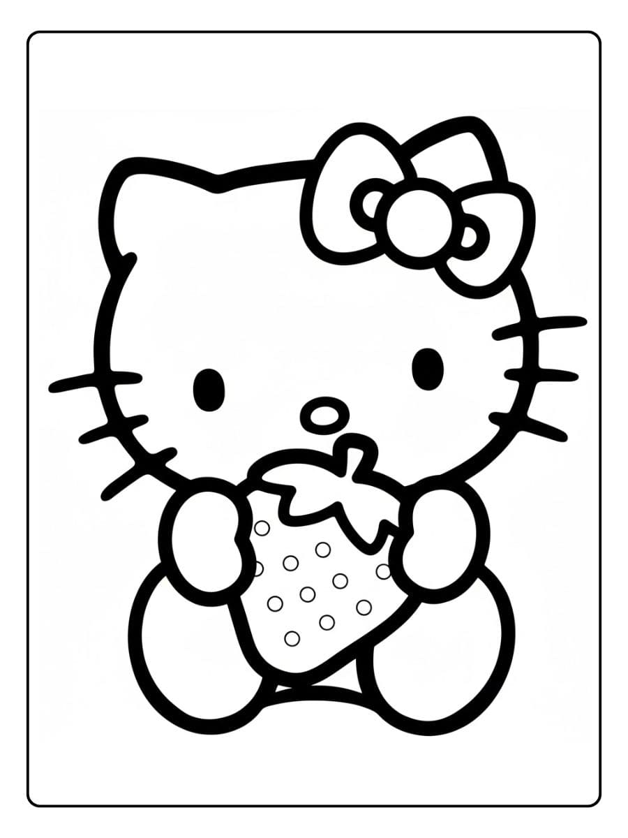 Le Coloriage Hello Kitty Kawaii Essentiel Contour Épuré