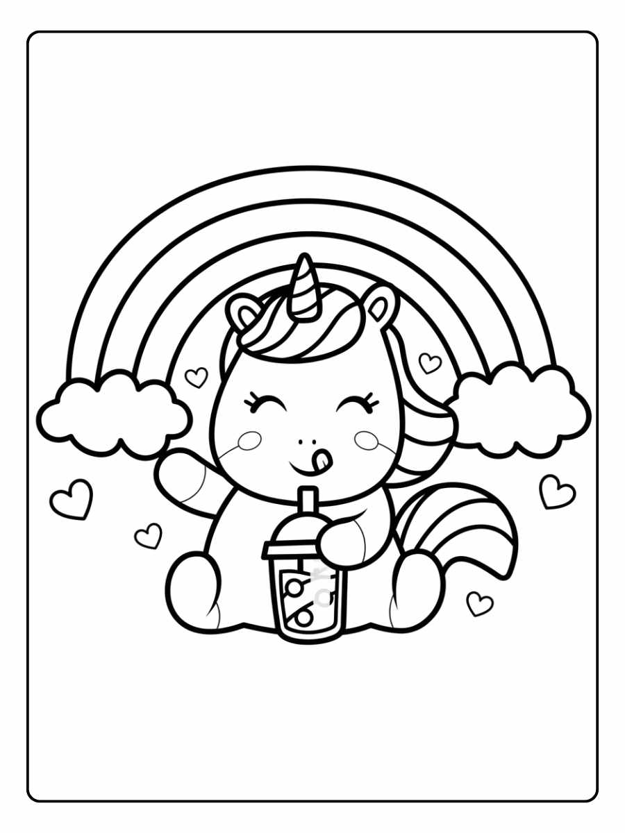 Licorne Arc en ciel Coloriage Licorne Kawaii