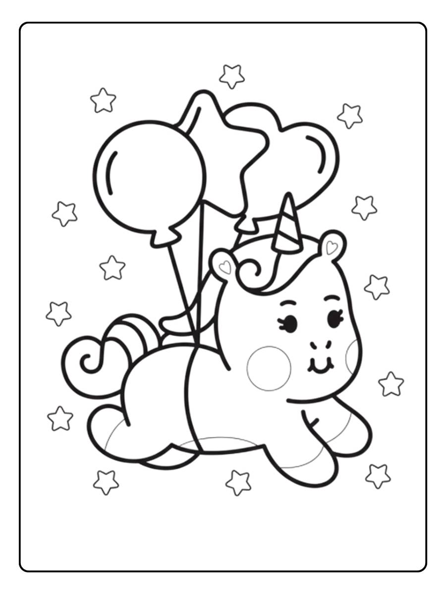 Licorne en Fête Coloriage Licorne Kawaii