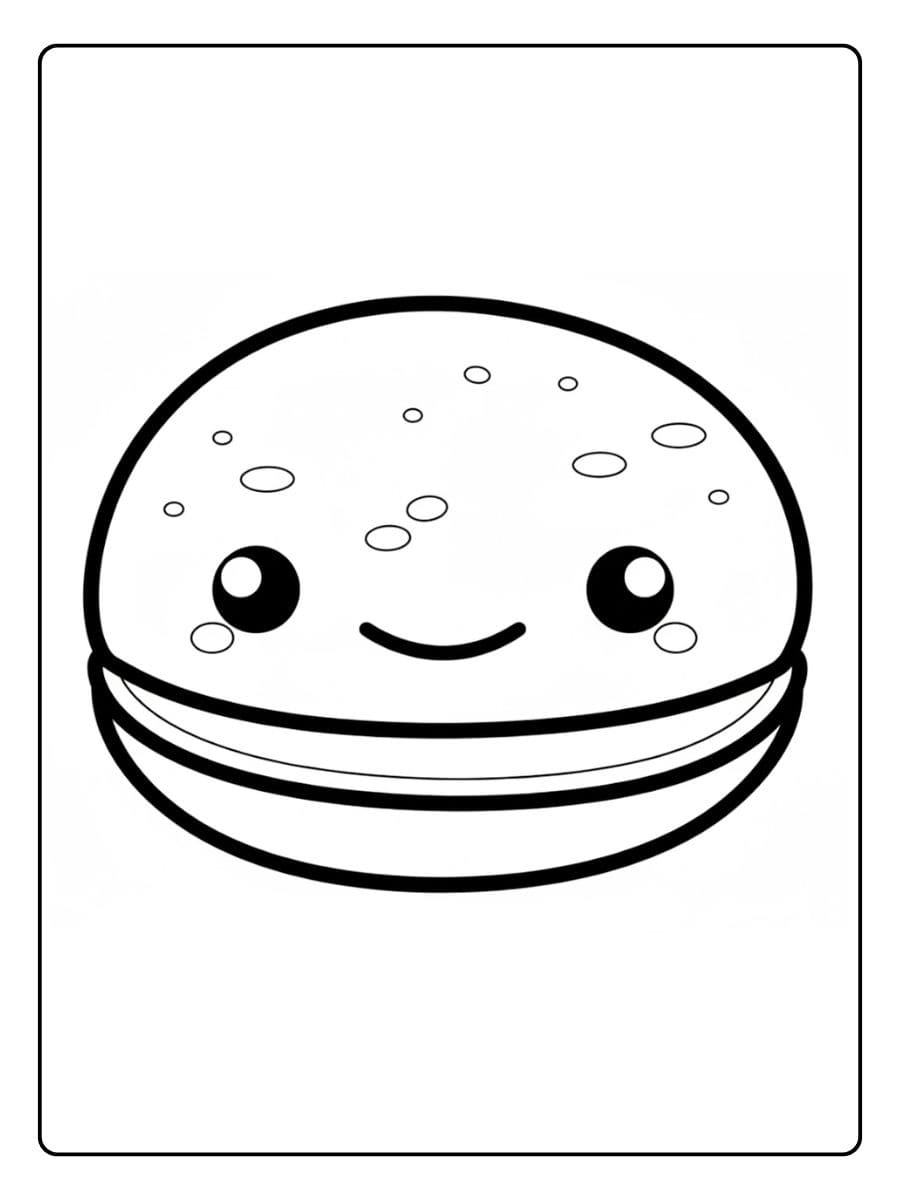 Macaron Kawaii Souriant à Colorier Coloriage Fast Food Kawai