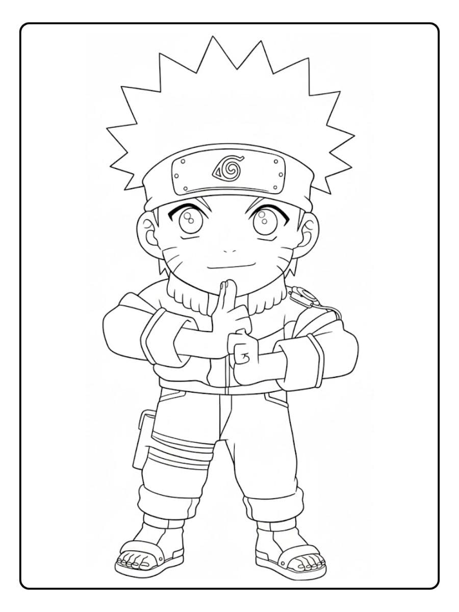 Naruto Chibi Signe De La Main Coloriage Naruto Kawaii