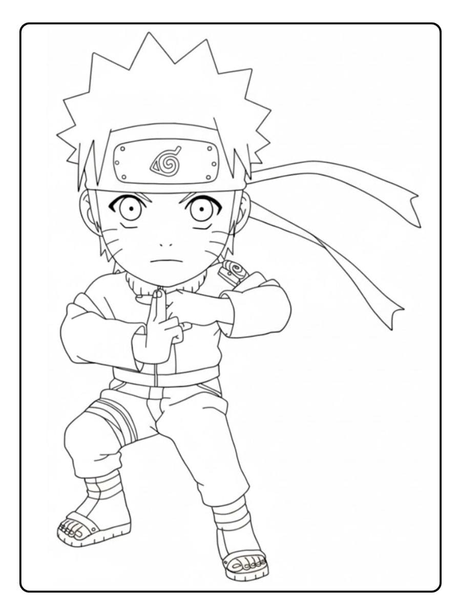 Page de coloriage Chibi Naruto Kawaii