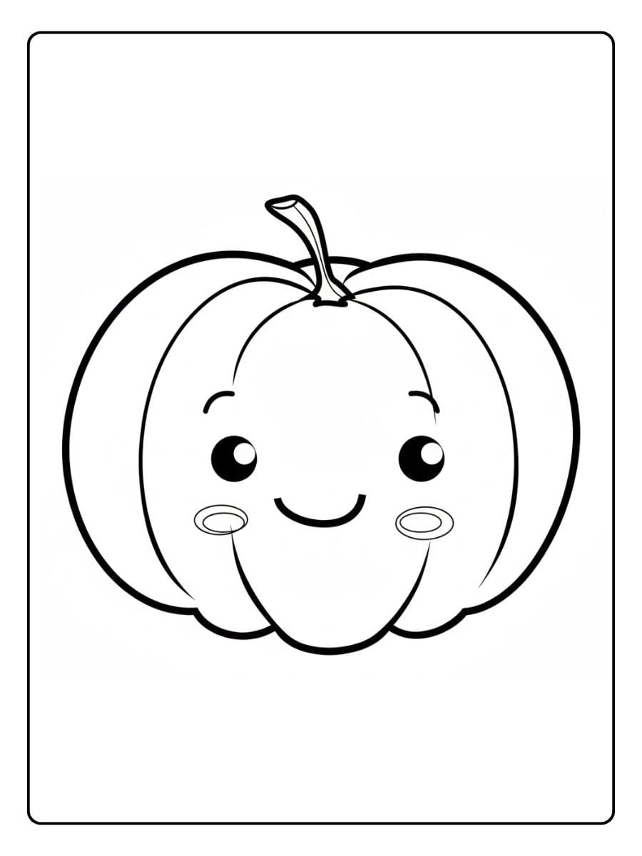 Page de coloriage de citrouille kawaii joyeuse