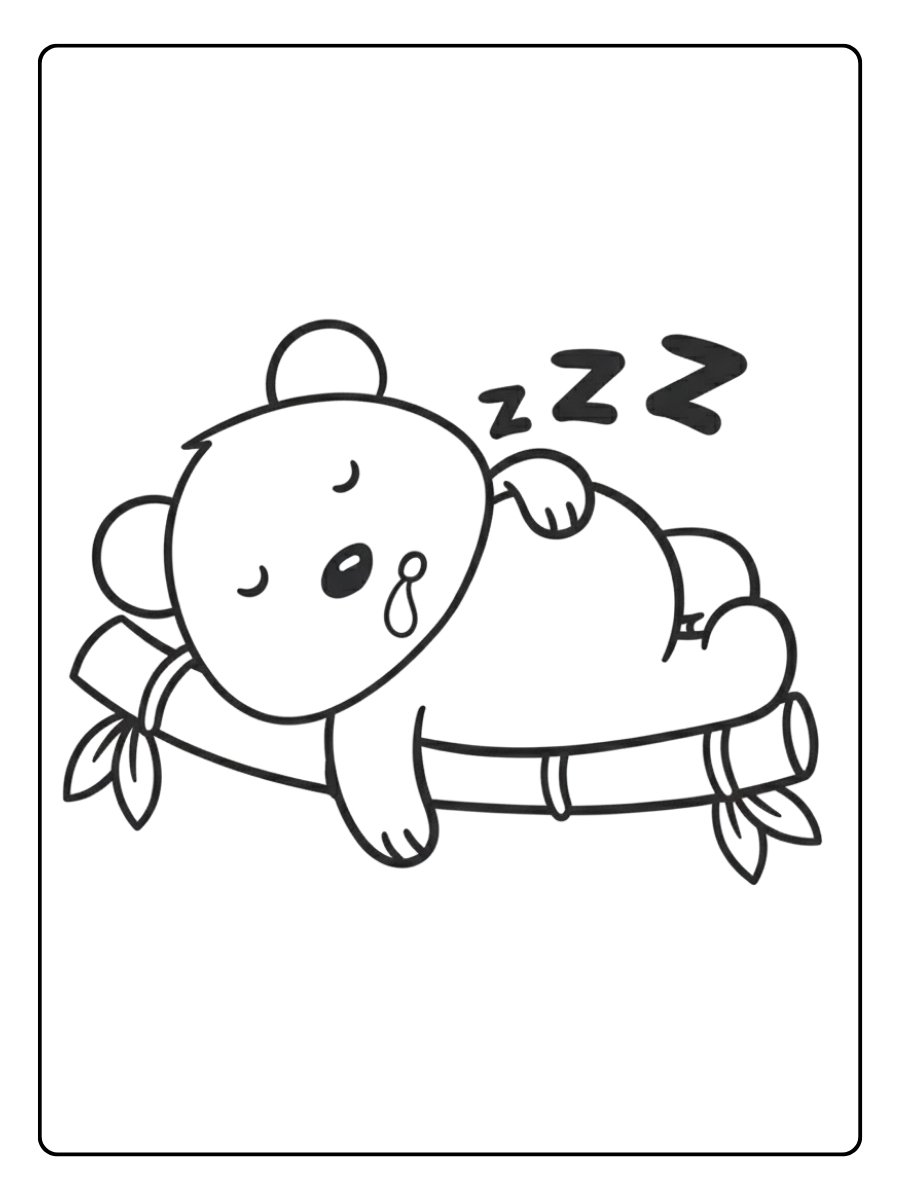 Panda Dormeur – Coloriage Panda Kawaii