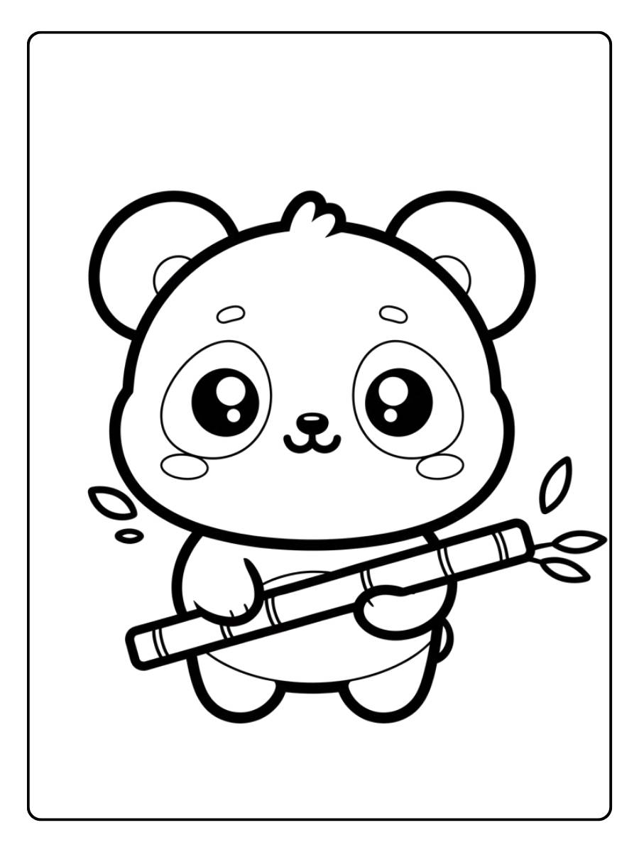 Panda et Bambou Coloriage Panda Kawaii