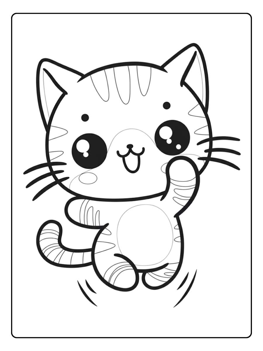 Pattes Joyeuses Coloriage Chaton Kawaii