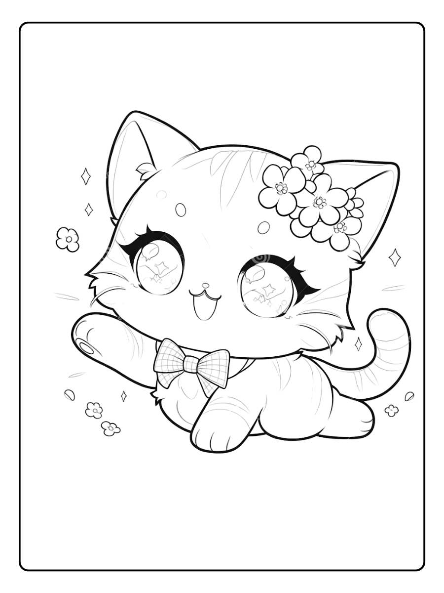 Pattes Magiques Coloriage Chaton Kawaii