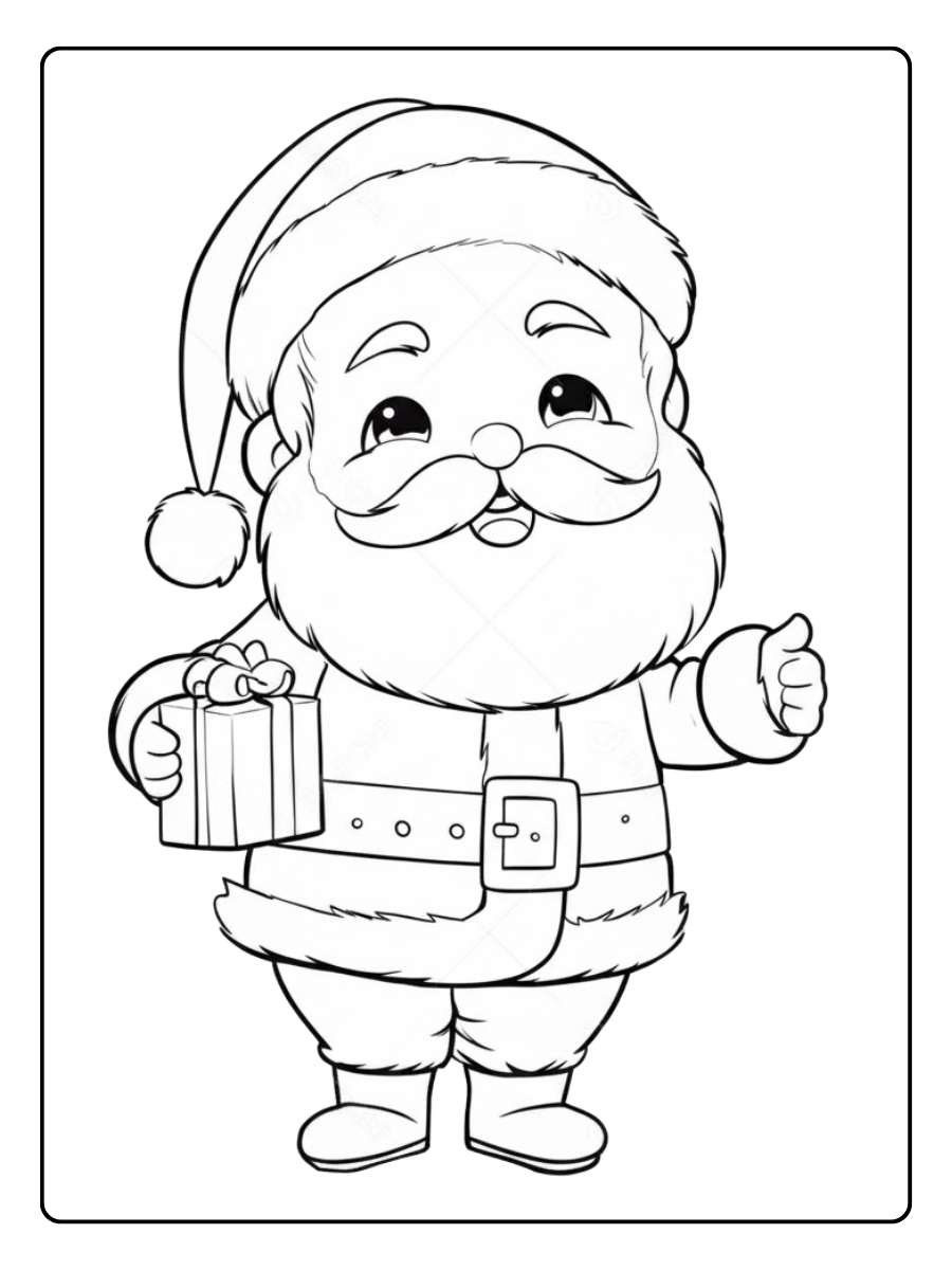 Père Noël Généreux Coloriage Noel Kawaii