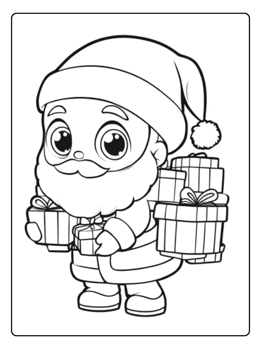 Petit Père Noël Kawaii Coloriage Noel à Imprimer
