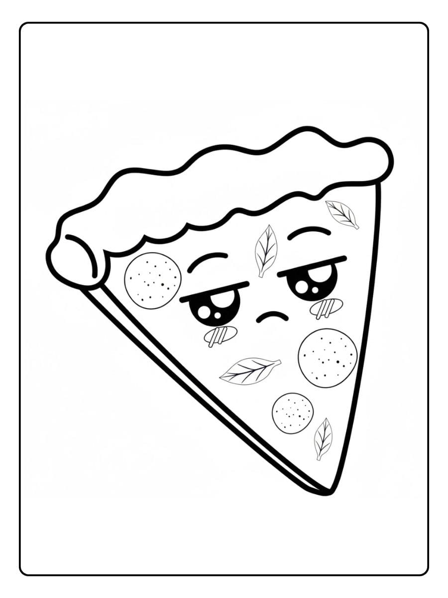 Sulky Pizza Slice Outline  Coloriage Pizza Kawaii