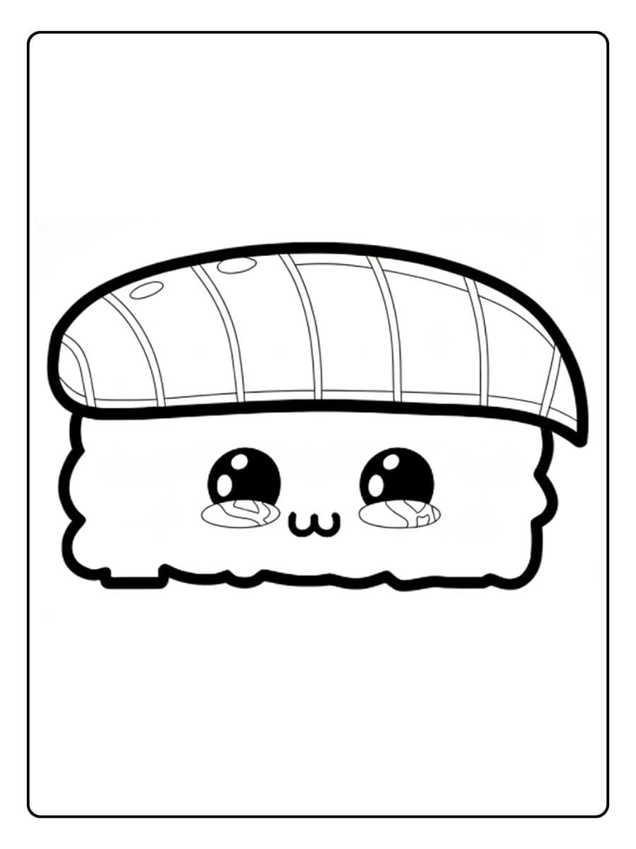 Sushi Kawaii Nigiri à Colorier Coloriage Sushi Kawaii