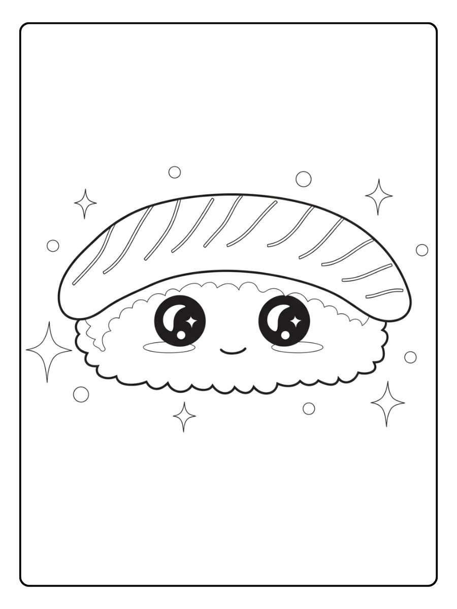 Sushi Souriant Coloriage Kawaii Nourriture Japonaise