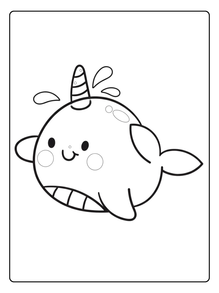 coloriage kawaii animaux cute narwhal