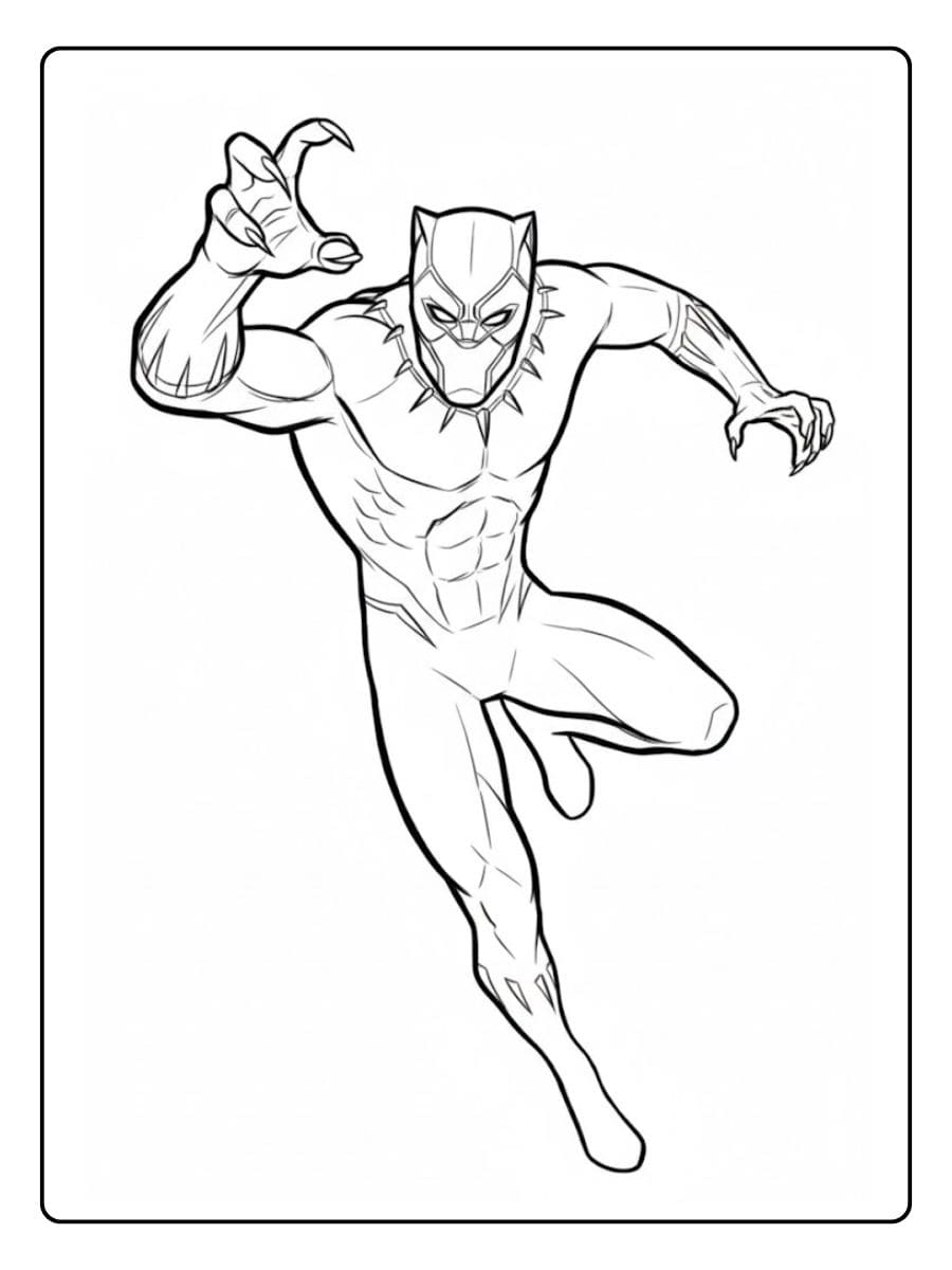 Black Panther en Action Fiche de Coloriage Simple